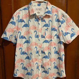 Large Penguin Swan-Print Hawaiian Style Button Down